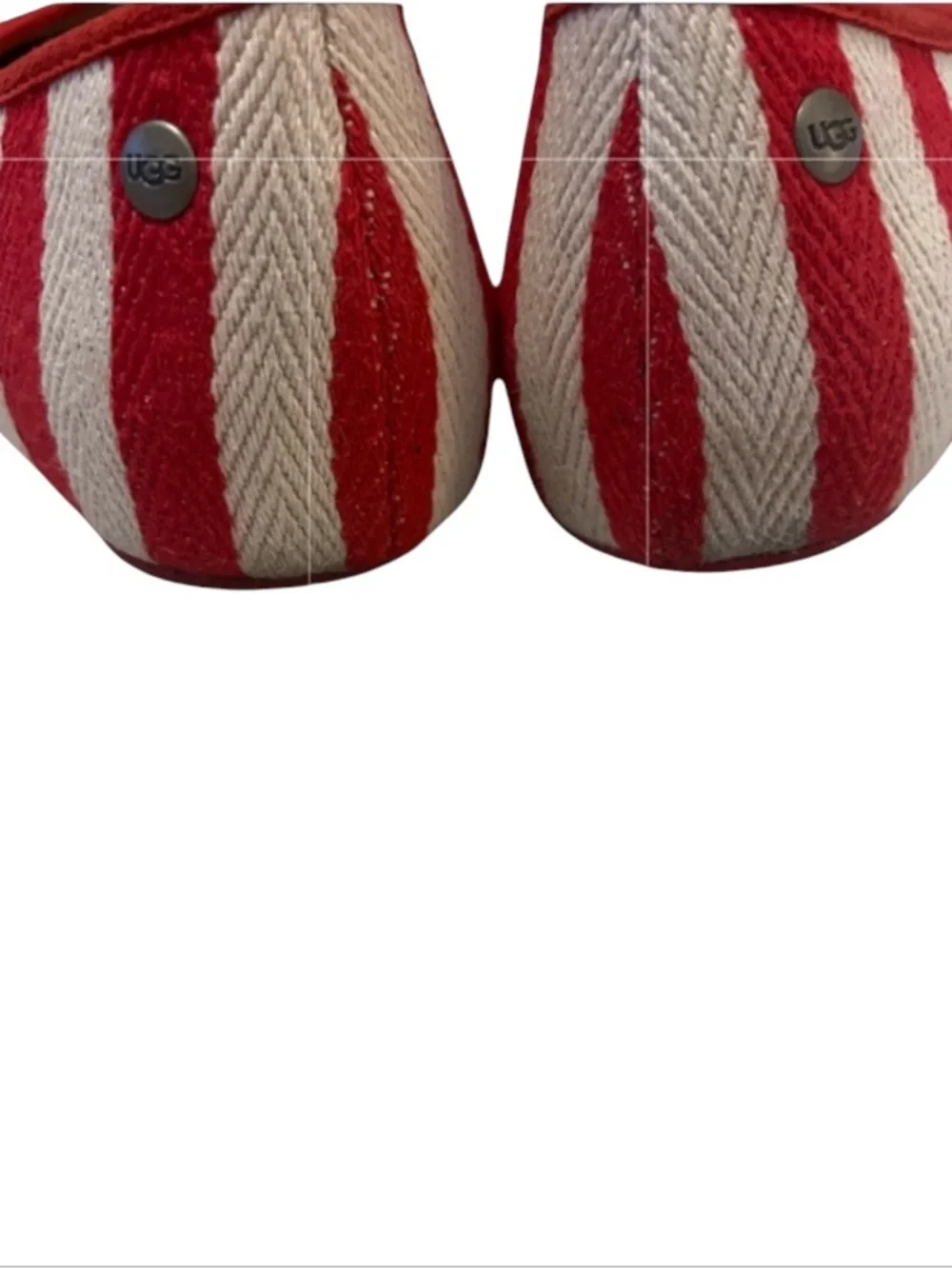 UGG Australia Alloway Red White Stripe Fabric Women's Slip-On Flat Shoes Sz 9